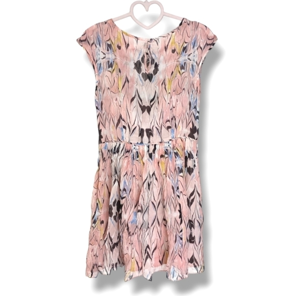J. CREW Pink Silk Print Marbeled A-Line Cap Sleeve Dress Size 4 - Picture 6 of 9